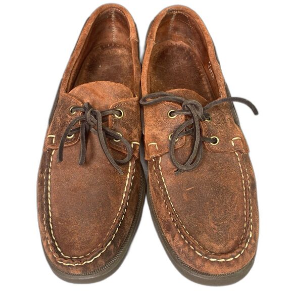 SEBAGO Docksides Portland Nubuck Distressed Brown Orange Boat Shoes Mens 11 - Picture 1 of 11